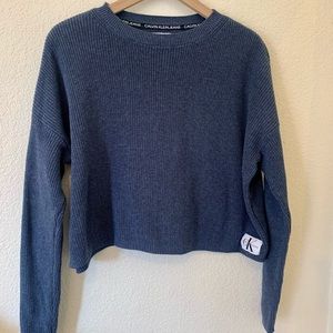 CALVIN KLEIN Blue Ribbed Sweater